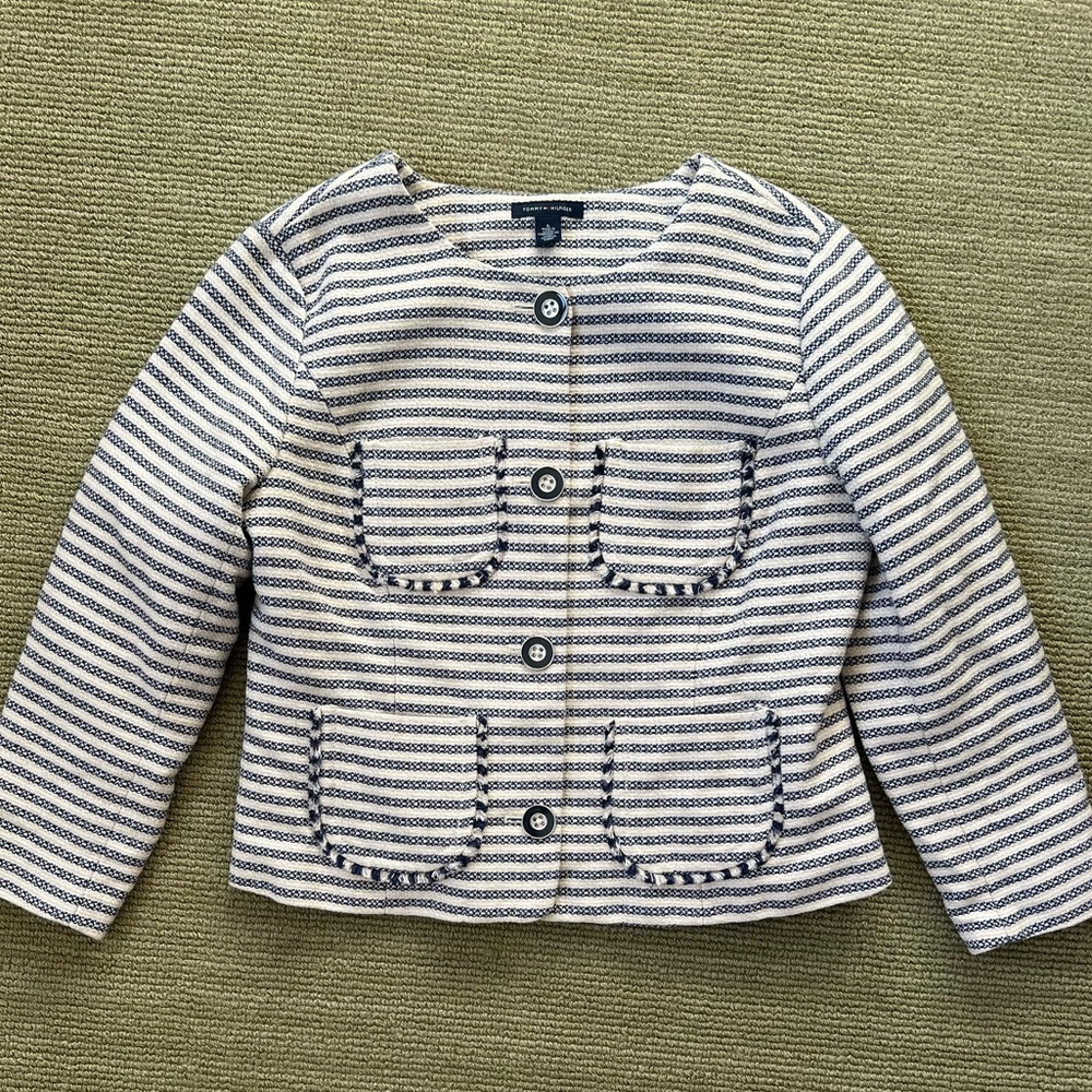 Tommy Hilfiger Navy and White Striped Women’s Blazer